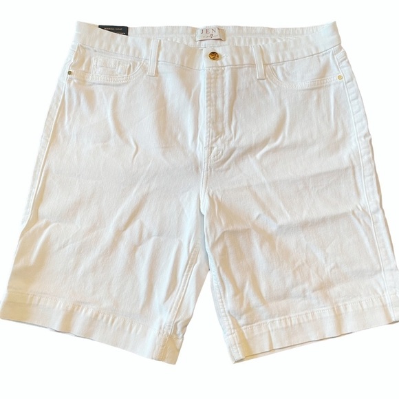 Jen7 7 For All Mankind 7FAM White Denim Bermuda Shorts Size 16 New NWT - Picture 1 of 7